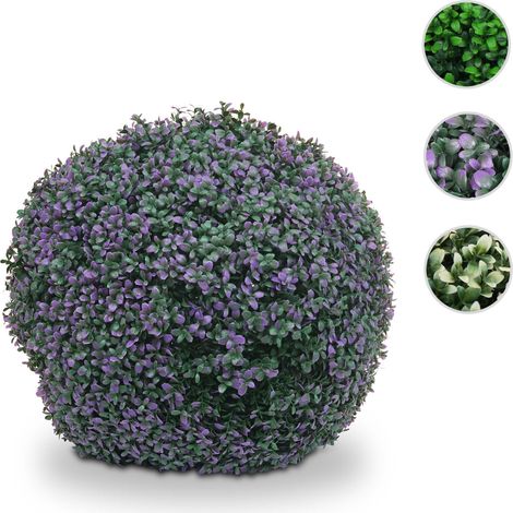 Arbuste artificiel HWC-L77 - boule de buis plante décorative Buxus plante artificielle - Outdoor Ø 55cm - lilas (1/5)