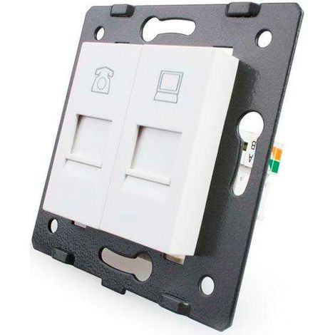 Mécanisme d'encastrement Téléphone RJ11 + Réseau RJ45, blanc