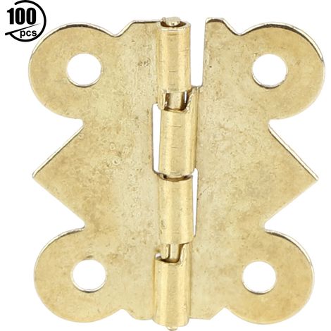 Coffret à bijoux rétro, 100 pièces, charnière métallique jaune, serrure de meuble décorative, accessoires de quincaillerie, angle 90 degrés (1/5)