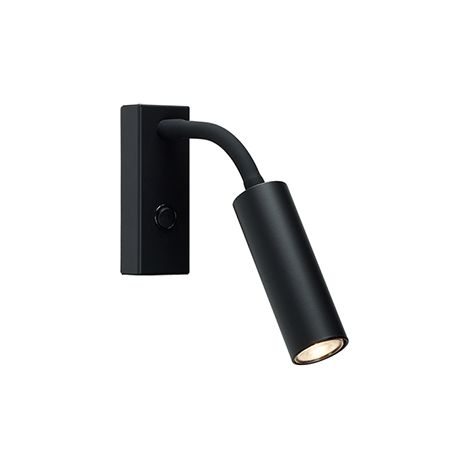 Cato Flexi Arm Liseuse Flat Black, Switch On Wall Title 1x GU10