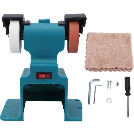 Mini meuleuse d'établi adaptée pour Makita 18 V-21 V, polisseuse à batterie, ponceuse électrique, petite rectifieuse de table, artisanat, polissage du métal et du bois, 200 W, bleu (1/5)