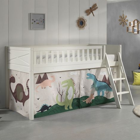 Cama de media altura 90x200 con somier y funda Dino Vipack Scott Blanco (1/5)