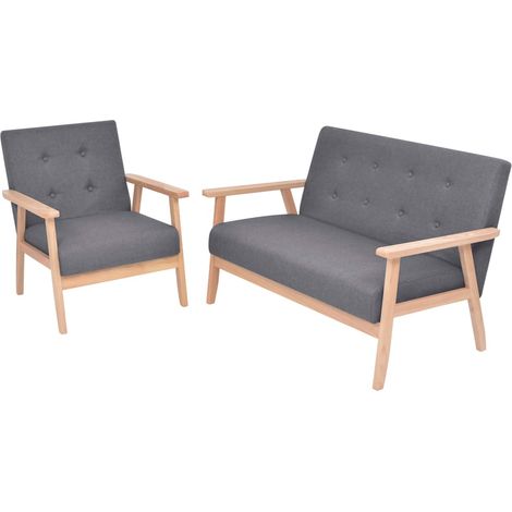 Ensemble de canapés,Chaise de salon,Sofa 2 pcs Tissu Gris foncé (1/5)