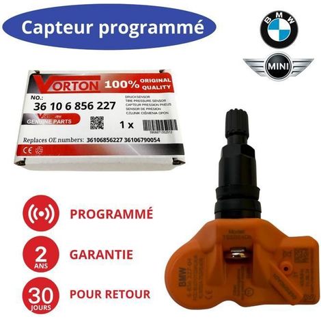 Sensore pressione pneumatici TPMS BMW/MINI 433MHz preprogrammato – rif. 36106856227 compatibile con X1 E84, X3 F25, Serie 3/5/6/7
