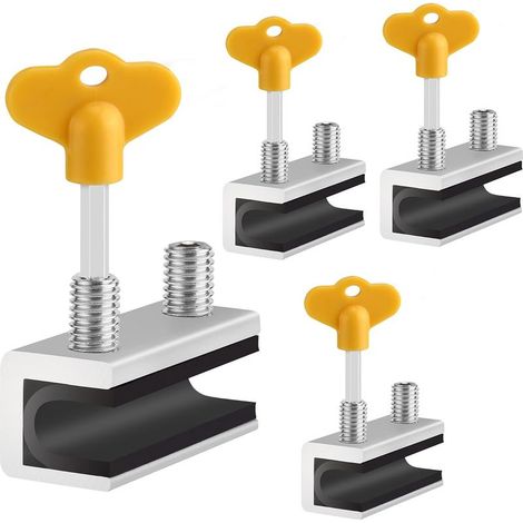 Lot de 4 serrures de sécurité coulissantes avec clé pour fenêtres et portes coulissantes verticales et horizontales, réglables, pour patio, chambre, maison et bureau