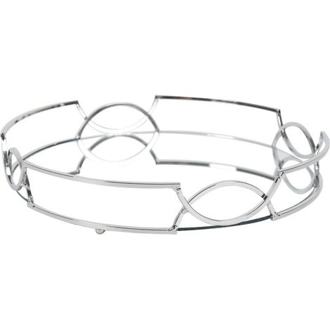 Plateau de Service Design "Miroir" 30cm Argent (1/3)