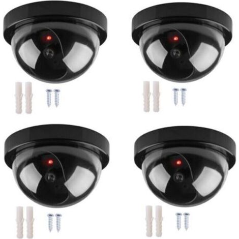 Telecamere a cupola wireless fittizie – Confezione da 4 unità nere con LED IR realistici per deterrenza in ambienti esterni e interni (1/5)