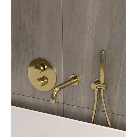 Mezclador termostático empotrado para bañera oro- Corbeau