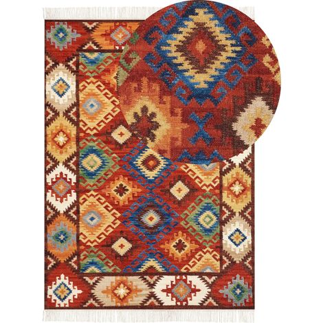 Teppich ZOVUNI Bunt 200 x 300 cm Wolle Kelim