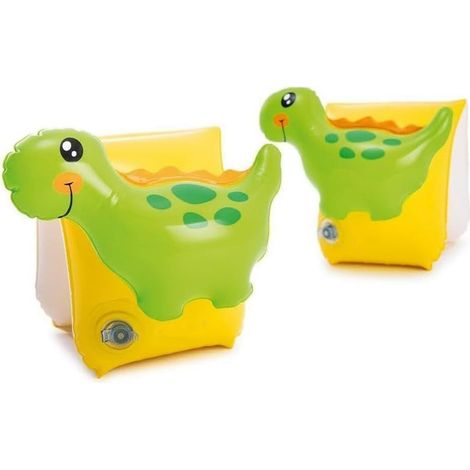Braccioli gonfiabili con 2 Camere d'Aria ognuno - Salvagenti in PVC - Misura 23x20 cm - Modello Dinosauro (1/4)