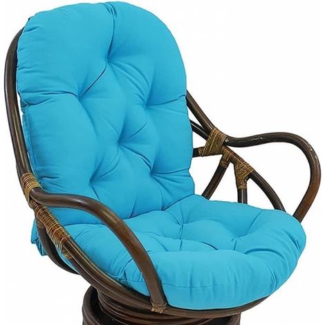 Coussin de rechange fauteuil à bascule pivotant - YSTP - 120x60cm - Bleu - Imperméable - Pour fauteuil rotin (1/4)
