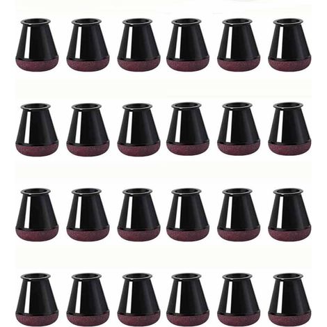 Ensemble de 24 pièces de protections pour pieds de chaise, embouts noirs pour pieds de chaise, protections de sol en silicone