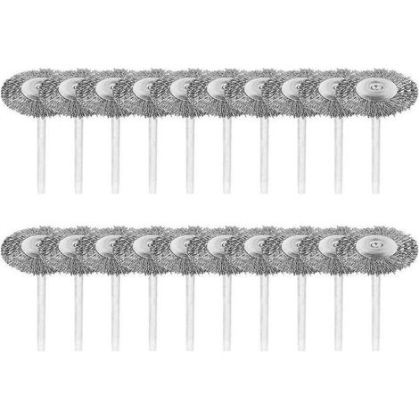 Lot de 20 brosses métalliques avec tige de 3 mm en acier inoxydable polissage Dremel outil rotatif Better (1/4)