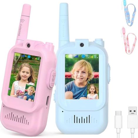 Video-Walkie-Talkie für Videoanrufe, Set aus zwei tragbaren, wiederaufladbaren Video-Walkie-Talkies, Spielzeug für drinnen und draußen.
