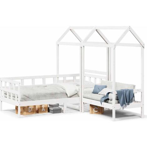 Maison Exclusive - Tagesbett Set mit Dach Weiß 80x200 cm Massivho