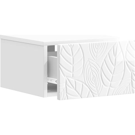 Comodino Armadio da Notte Mobiletto da notte a muro Bianco Lucido 49 x 34,5 x 20 cm (1/5)