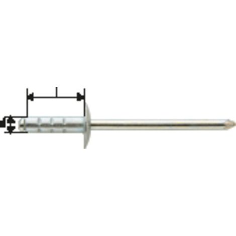 Rivet aveugle multiserrage acier/acier tête large 4x13mm Gesipa (Par 1000) (1/2)