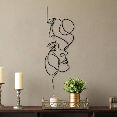 Nordique visage Art Silhouette métal véritable amour mur Art décoration moderne maison bureau salon chambre Couple mur chambre décor (1/5)