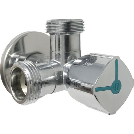 Arco – Robinet de machine à laver double – Bille anti-calcaire – Filetage 1/2" x 3/4" – Finition chromée (1/6)