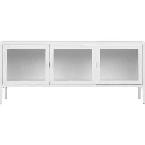 Meuble TV Brisbane blanc 130x40x55 cm (1/4)