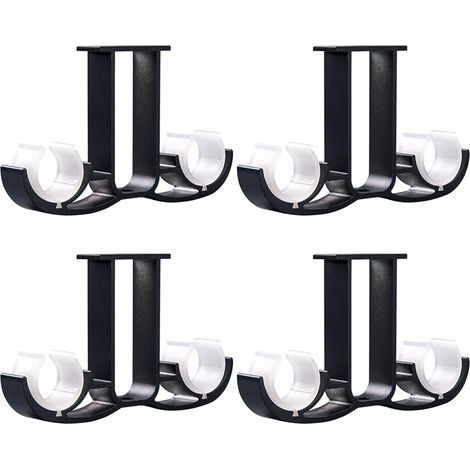 4Tringle à rideaux double couche, tringle à rideaux en métal robuste, tringle à rideaux fixée au plafond (noire) (1/5)
