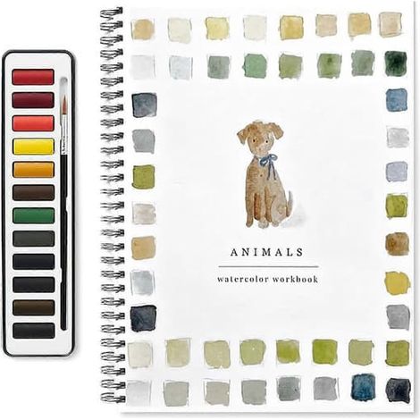 Cahier d'aquarelle 12 couleurs Oiseaux Fleurs Animaux Livre de coloriage aquarelle pour enfants Art et loisirs créatifs Peinture F 2 pièces (1/5)