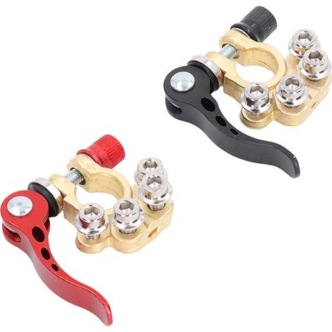 Lot de 2 bornes batterie auto 4 voies + et - laiton étamé pour poste SAE/JIS Type A avec clé et accessoires (1/5)