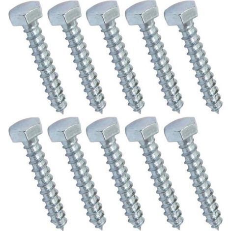 Tirefond à bois - - Lot de 10 - M8x50 mm - Tête hexagonale - Acier-zingué - Argent - Usage interne et externe