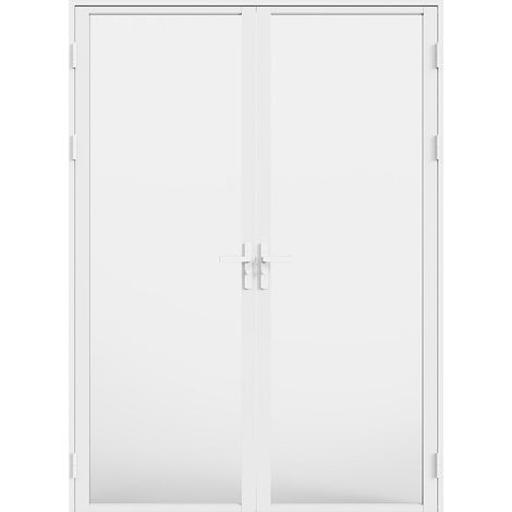 Bloc porte réversible à deux battants en aluminium et verre trempé dépoli - 2 x H204 x L73 cm - Blanc - LOXTON