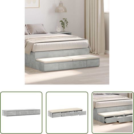 vidaXL Nachttisch - Bettschubladen Beton Grau 120 x 36,5 x 16,5 cm Holzwerkstoff (1/5)