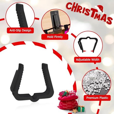 50 unidades，Ganchos para canaletas de iluminación navideña，Clips de plástico para luces，Abrazaderas para bordes de techo (1/4)