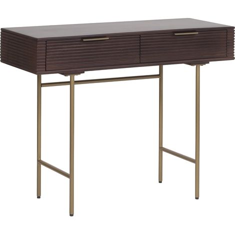 Consolle 2 cassetti in legno di mango e metallo dorato Naturale scuro - SORDANA di Maison Céphy