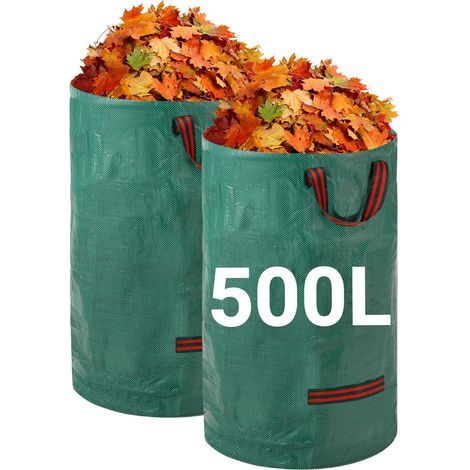 Robuste Gartenabfallsäcke – 2er-Pack, 500 l, wiederverwendbare Gartensäcke mit Griffen – strapazierfähiges Gewebe für Laub, Abfall und Gartenabfälle – wasserdichte Gartenabfallsäcke (1/4)