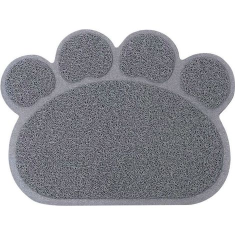 Tapis Litière Pour Chats, Haute Qualité Bac À Litière Pour Chats Grande, Matériel de Pvc, Forme de Patte de Chat Mignon, Imperméable et Durable, Facile À Nettoyer, Antidérapant, Gris, 40 cm × 30 cm (1/5)