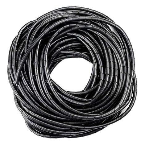 Universal Flexible Spiral Sleeving, 4mm, Spiral Cable Winding Tube Storage Kit for Protecting Cable AUX- Black (1/2)