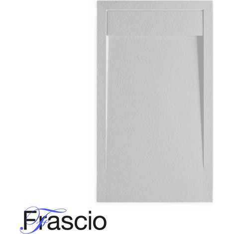 Duschwanne 70X175 cm mit Marmorrost Vulcano Line Slim Perlgrau RAL 7035 aus Harz und Marmor mit Ablaufgarnitur inklusive- FRASCIO