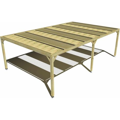 Pergola bois • 8m x 5m • indépendante • sens profondeur • lames orientables bioclimatiques incluses • livraison comprise (1/3)