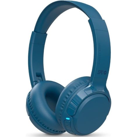 SPC Heron 2 Studio - Cuffie senza fili Bluetooth Eco 50h de Alimentazione a batteria Doppia connessione simultanea Microfono incorporato Regolabili e pieghevoli, Blu, plastica riciclata