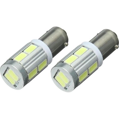 2 ampoules LED universelles Ba9s H6W 10 SMD pour feux de position latéraux, sans erreur Canbus, blanc 6000K (1/5)
