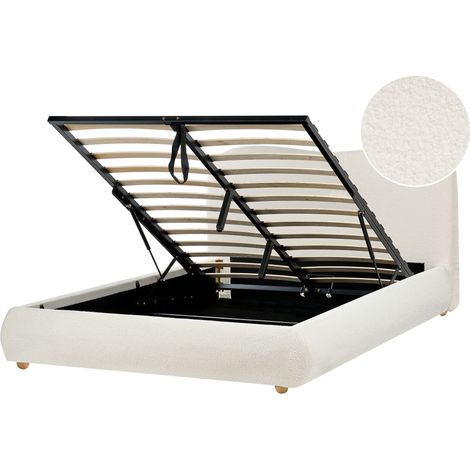 Ottoman Bed Boucle BLAGNAC 140 x 200 cm (EU Double) Off-White