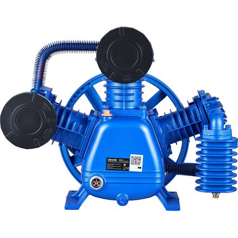 Tête de Compresseur d'Air, 3,73 kW 422 L/min, Tête de Compression pour Travail du Bois, Réparation Auto, Tricylindre, Lubrifiée à Huile, Bi-étagée, en Fonte, Pression de Service Max. 12 bar (1/5)