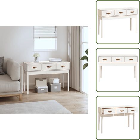 Table TV - vidaXL Table console Blanc 114x40x75 cm Bois massif de pin - Rangement (1/5)