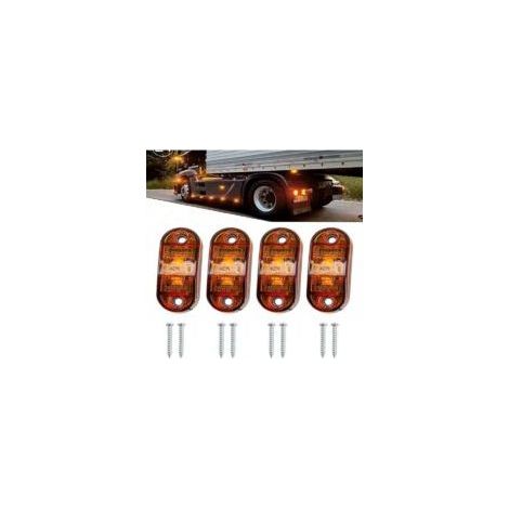 Convient pour un ensemble de 4 feux de position latéraux LED étanches, applicable aux remorques, fourgonnettes, camping-cars, camions et bateaux, 12V/24V (jaune). (1/2)