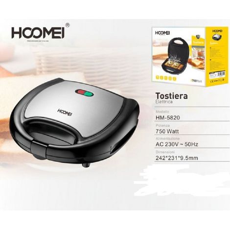 TrAdE Shop Traesio - Piastra Tostiera Elettrica Toast 750 Watt Antiaderente Regolazione Automatica -