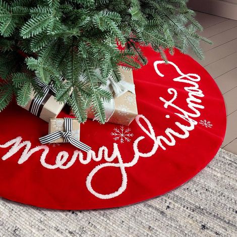 Ardoise De Sapin De Noël - 91 Cm - Feutre Épais Avec Motifs Brodés Joyeux Noël - Décoration Intérieure - Rouge - 1 Pièce (1/5)