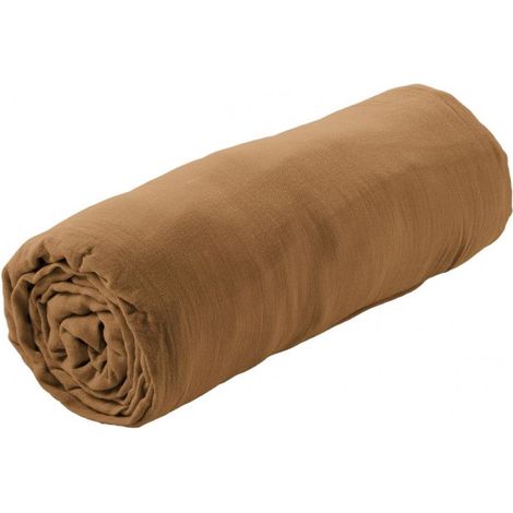OUREA - Drap Housse 200x200cm Gaze de Coton Camel
