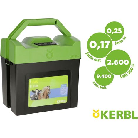 Kerbl Weidezaungerät Titan B250 Batteriegerät, Zaungerät für Pferde etc.