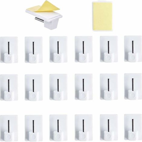 Ulisem 20 pcs Rideaux Crochets Adhésifs pour Tringle Rideau Crochet Autocollant Accroche Rideau Sans Percage pour Rideau Canne de Cuisine de Chambre de Salle de bain de Balcon (1/5)