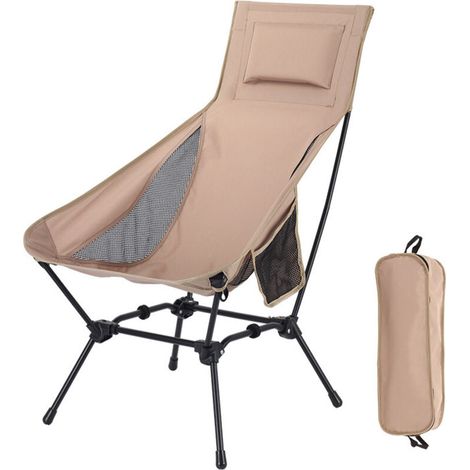 Comfortable Folding Camping Chair, Portable Folding Fishing Chair for Outdoor Use, Ultra-Lightweight Comfortable Folding Chair, Maximum Load 120kg for Travel, Hiking, Fishing, Beach (1/5)