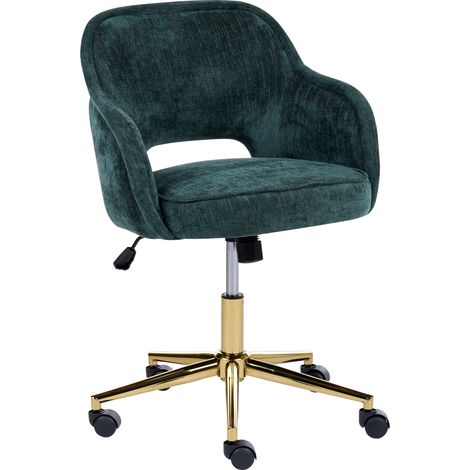 Silla de oficina tapizada en chenilla base giratoria altura regulable respaldo reclinable verde oscuro Ember (1/5)